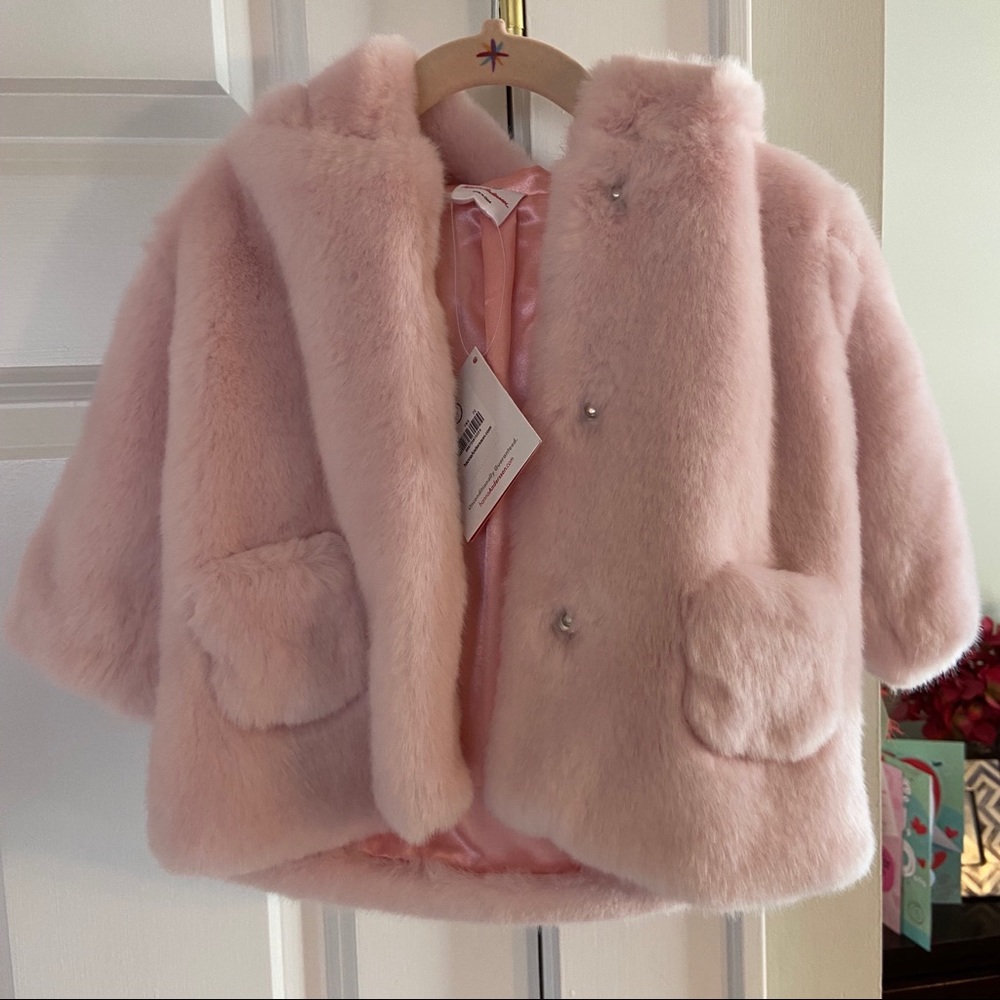 Hanna Andersson Pink Faux Fur Coat (6-12 months)
